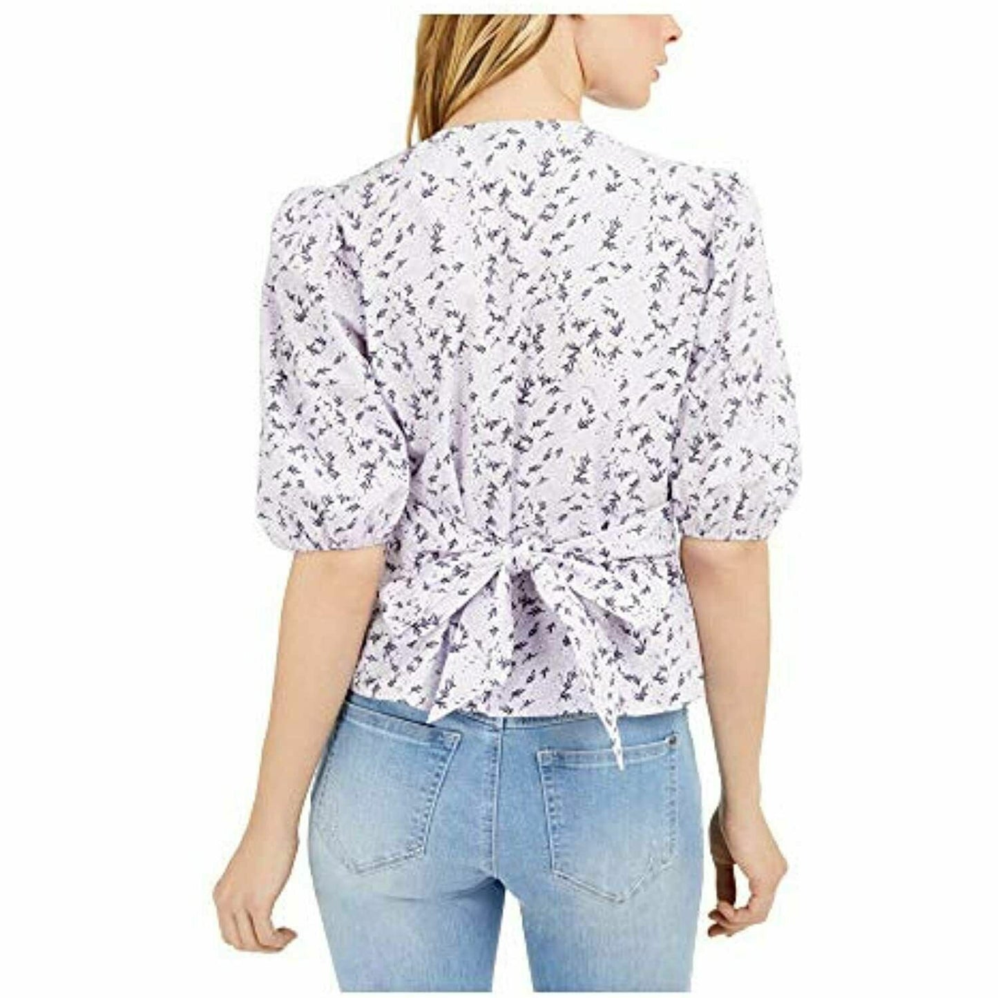 INC Womens Puff Sleeve Floral Blouse, Size Small