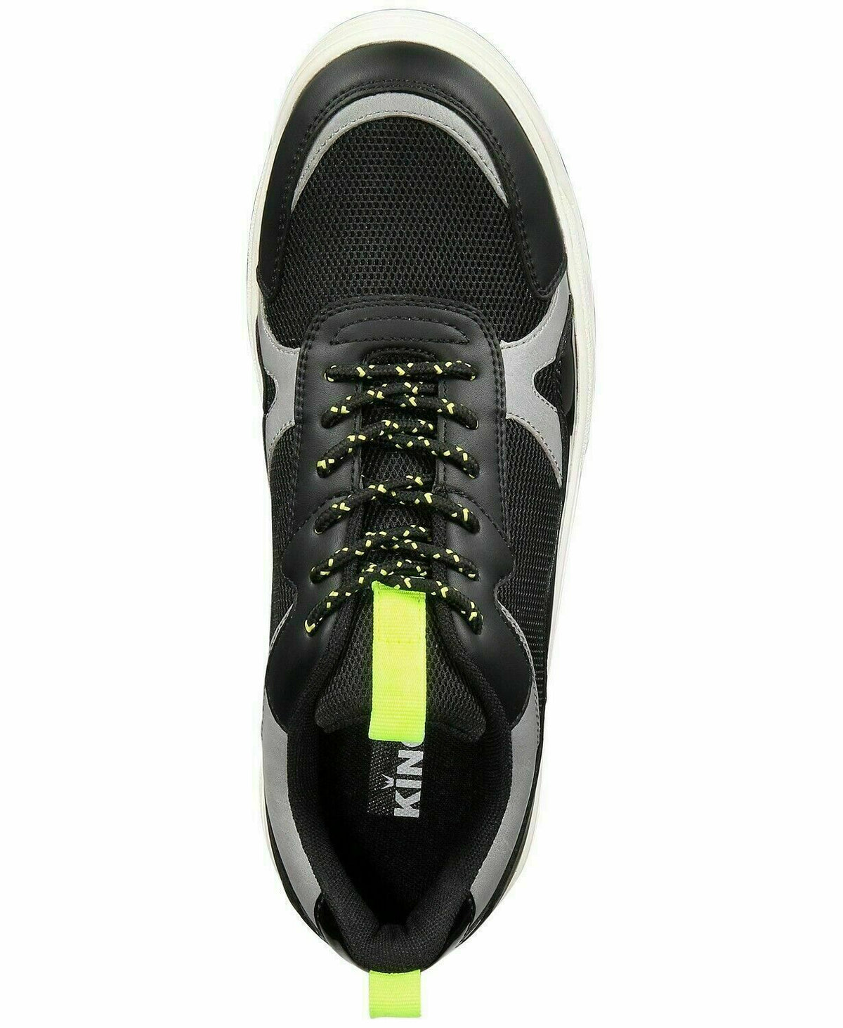 Kingside Mens Geoffrey Dad Sneaker Black Grey Neon, Size 12M