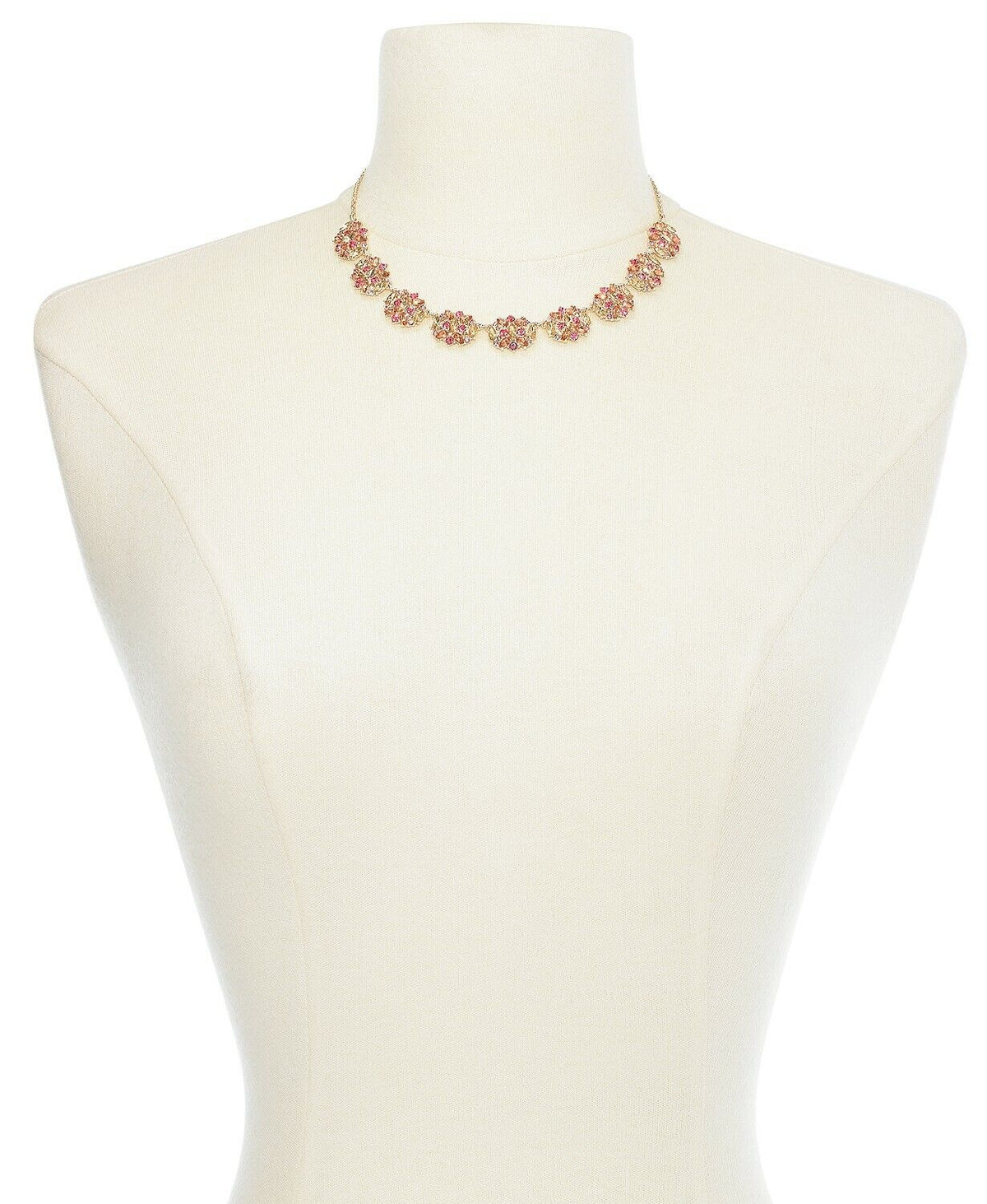 Inc Rose Gold-Tone Multi-Stone Cluster Statement Necklace