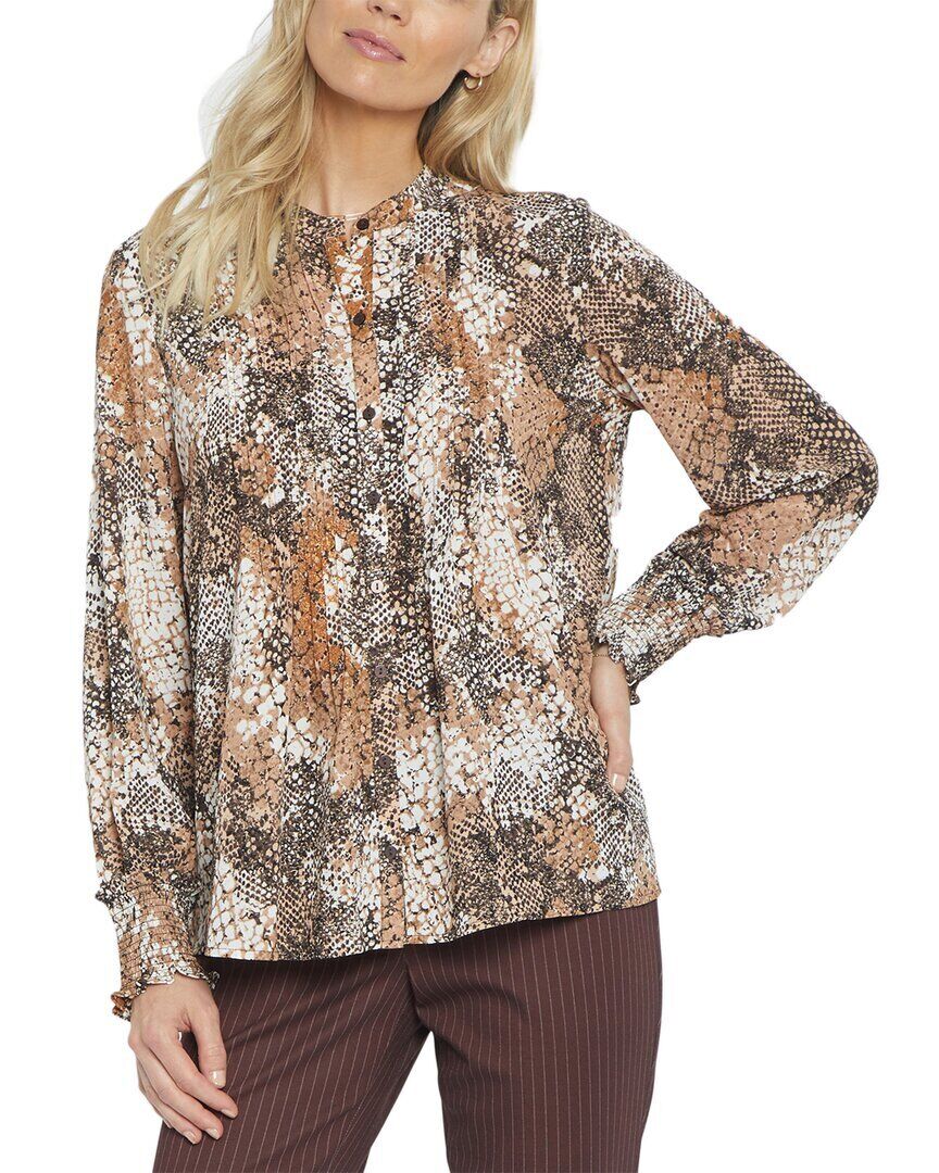 NYDJ Womens Pleated Peasant Blouse, Size XS