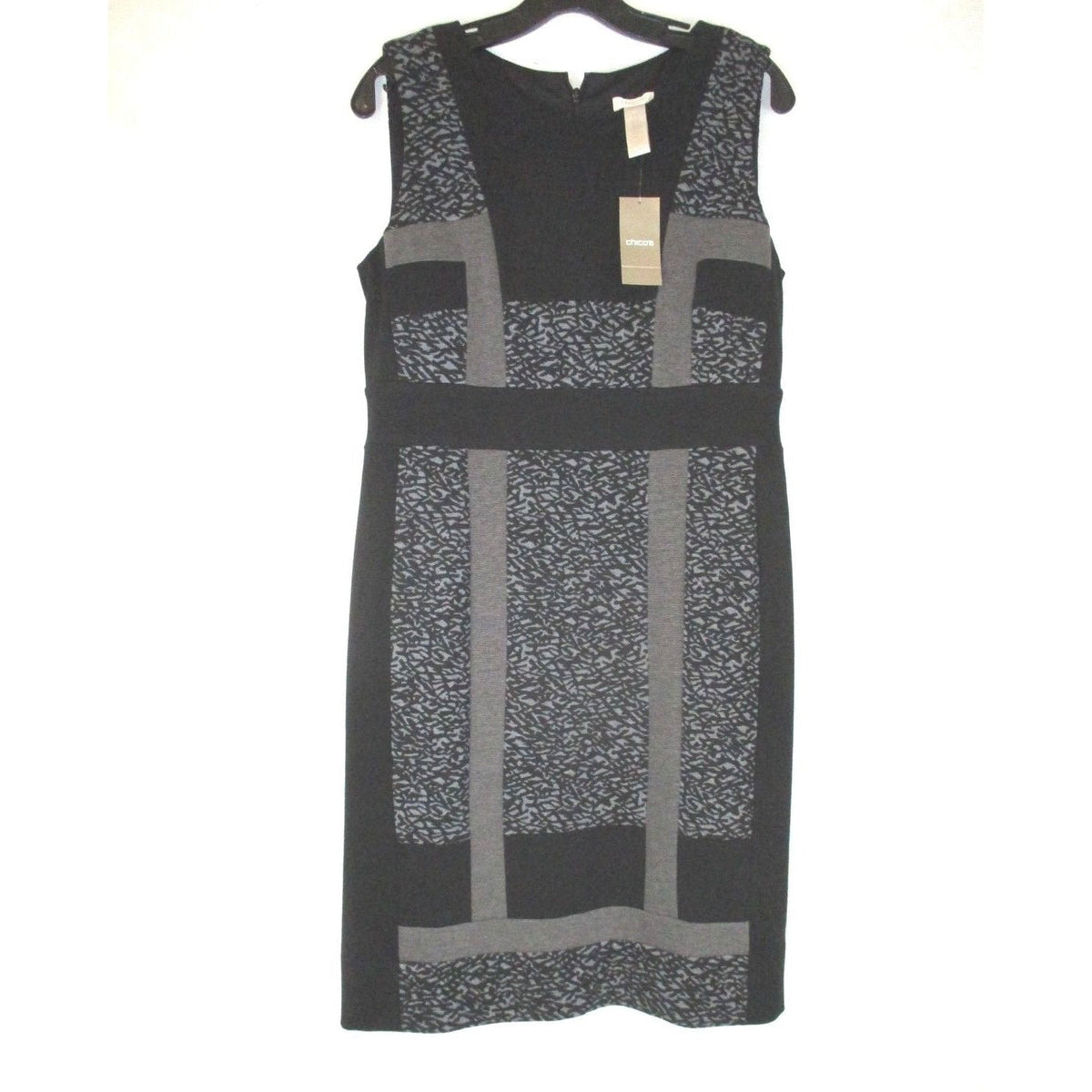 Chicos Ponte Pieced Jacquard Jessa Sheath Dress, Size L/14