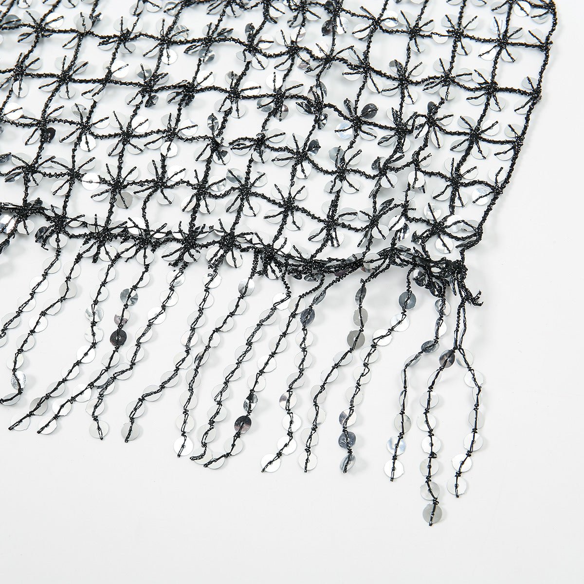 Sequin Mesh Shawl Hijab with Fringe(MH206)