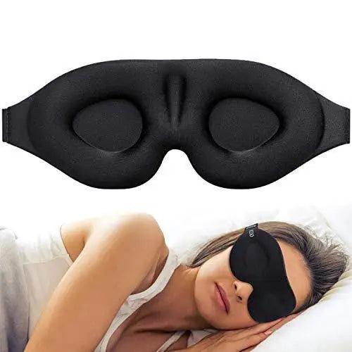 Unique 3D Contoured Cup Blindfold Concave Molded Night Sleep Mask Upgraded Eye Cover With Adjustable Strap Eye Pillow Soft Comfy Eye Shade For Nap Travel Night Shift