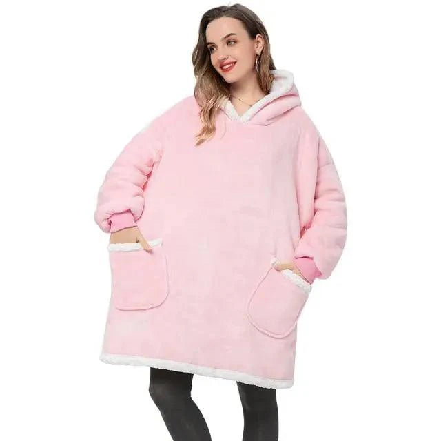 Winter Oversized Wearable Blanket Women Hoodies Sweatshirt TV Blanket With Sleeves Pullover Warm Soft Unisex Hoody Comfortable Sweatshirts For Autumn