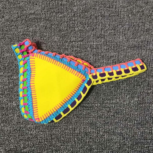 Women Bikini Set Swimwear Beachwear  Low Waist Handmade Knit Swimsuit Female Bathing Suit Swimming Suit Women's Halter Sliding Triangle Bikini Sets Charming Tie Side Bathing Suit