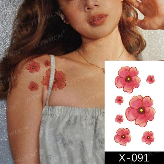 Women's Different Stickers Tattoo Temporary Waterproof Neck Arm Leg Tattoo Colorful Design