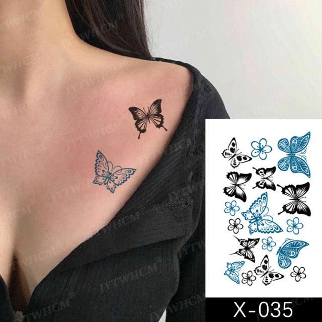 Women's Different Stickers Tattoo Temporary Waterproof Neck Arm Leg Tattoo Colorful Design