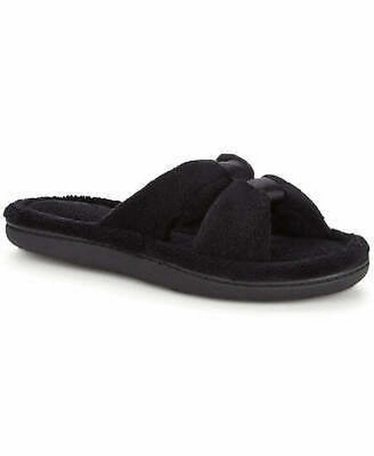 Isotoner Micro-Terry Satin Slide Slipper, 8.5-9